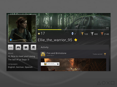 Playstation User Profile Re-design game game design games play playstation playstation4 playstation5 ps ps4 ps5 redesign sony sony entertainment ui user experience user interface ux videogame videogames