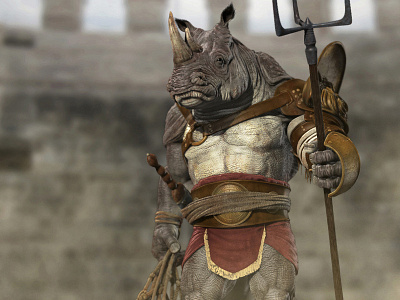 Rhino Retiarius 3d 3d sculpting character creation design fantasy art gladiator zbrush