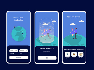 Teleportation adobe xd challenge design fun illustration mobile app teleportation travel xddailychallenge