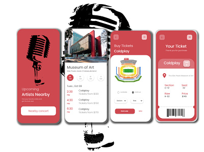 Finding and booking concert tickets! adobe xd artist band challenge concert concert ticket design mobile app tickets ui uidesign xddailychallenge