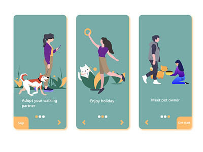 Pet adoption onboarding adobe xd adoption branding design illustration mobile app pet ui ux vector