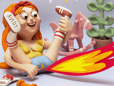 FIRE character clay fart fire illustration modelling plasticine sculpting swag woman