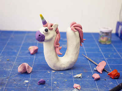 U as Unicorn clay lettering modelling plasticine sculpting type u unicorn