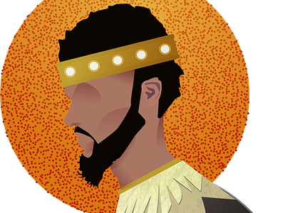 Crown of Glory afro beard character crown feathers glow gold illustration king kings royal royalty sun sunshine vector wings