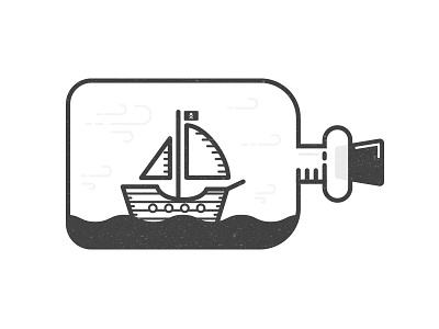 Ship in a bottle boat bottle icon illustration minimal pirate ship ship in a bottle