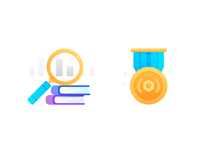 site illustrations award book chart graph magnifying glass medal site icon
