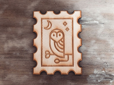 Owl bird etch icon illustration laser owl wood print