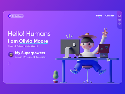 Hero section concept for HR managers 3d dribbbleweeklywarmup hr human resource illustration landing page ui web