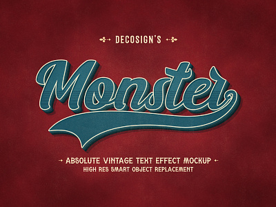 Monster - Vintage Text Effect Mockup design graphic design text text effect text effects text mockup typography
