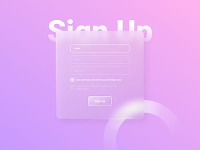 Sign up page with a glass effect dailyui dailyuichallenge design figma signup page signupform ui uidesign ux