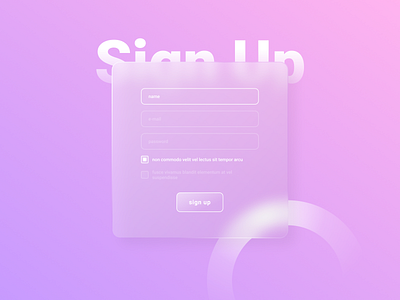 Sign up page with a glass effect