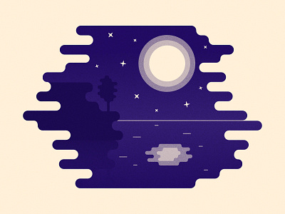 Lake at night | Landscape illustration