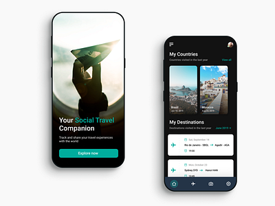 Travel Companion Concept UI - Nightmode android app app design apple design figma hotel app inspiration ios iphone x minimalist travel travel agency travel app ui user experience user interface ux