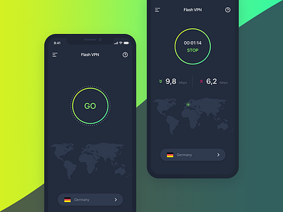 VPN app 2 app clean connection design simple ui ux vpn