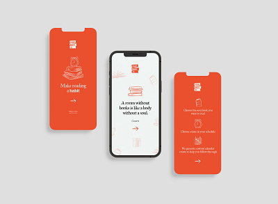 Readhabit.io home + intro screens app books calendar design graphic design habit illustration logo ui ux