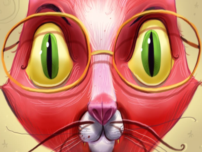 Cat Glasses cat cat eyes character design childrens book feline glasses illustration mustache pink red whiskers