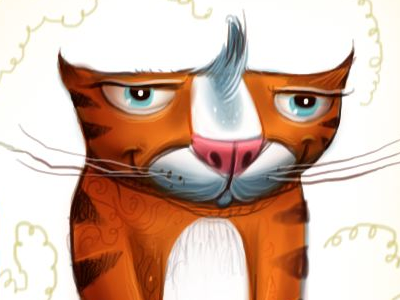 Tiger blue eyes cat character design illustration money orange tiger whiskers