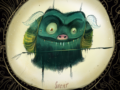 Snort creepy deadly halloween monster pig pig monster snort spear spooky wings