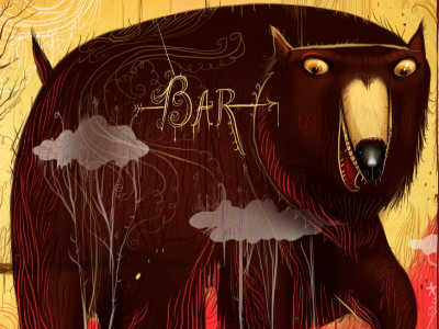 BAR bear fall foraging forest grin illustration teeth woods