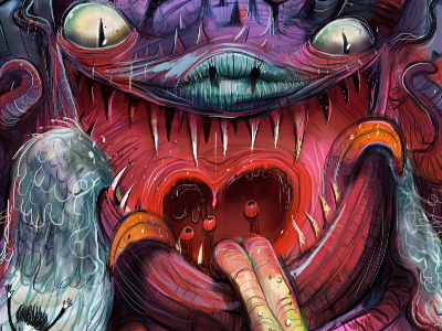 MM2 (detail) horror monster mouth saliva terror tongue wide