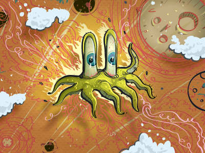 Muenster alien character design flying illustration illustrator monster space vector