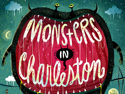 MONSTERS IN CHARLESTON - Book Cover charleston halloween horns monsters scary