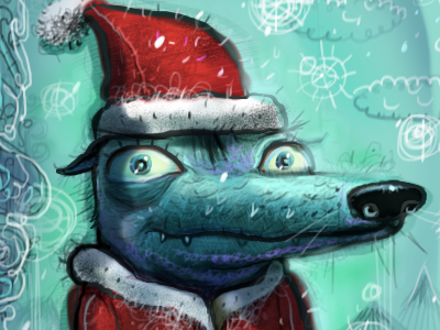 Christmas Bleu blue character design christmas decoration dog french holiday illustration santa snow