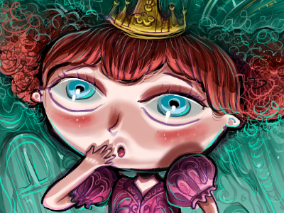 Surprise character design childrens book digital fairytale illustration princess surprised whimsical