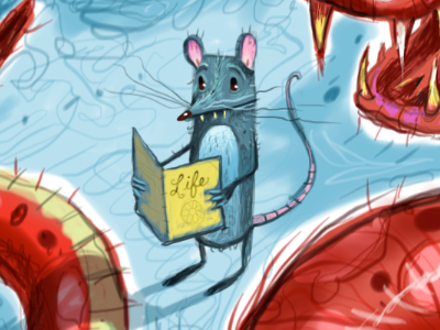Life. blue character design illustration map meaning of life mouse rat sketch teeth