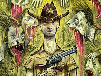 Walking Dead cover image for Paste Magazine. amc character design cover creepy editorial green halloween illustration magazine tv walkers walking dead yellow zombies