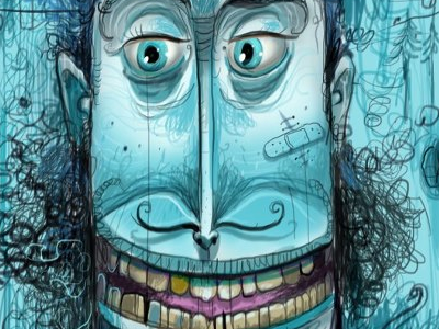 Frio Con blue character design cold convict curly election freeze illustration mustache penal teeth