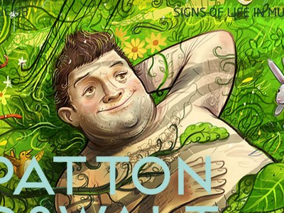 Patton Oswalt cover illustration for Paste Magazine caricature comedian cover editorial forest funny green illustration leaves magazine nude patton oswalt portrait