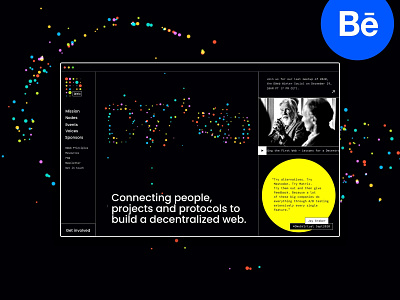 DWeb design case on Behance case study community community brand dark web decentralization dots hero visual hub
