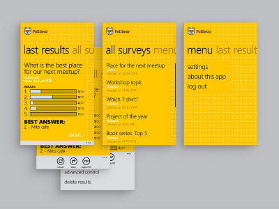 Pollbear App - selected screens