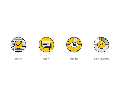 Pollbear - process icons animal app bear create export monitor notify share startup stroke yellow