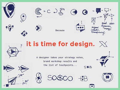 Design slide branding logo presentation process sketches