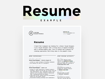 Resume/CV example cv hiring job layout personal resume