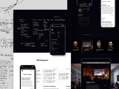 Final part of Jolocom case study black ui blockchain brand identity branding contact page events page identity navigation rebranding redesign sketches team page visual language webdesign whitepaper