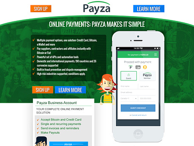 Payza - Landingpage illustrator landing page photoshop website