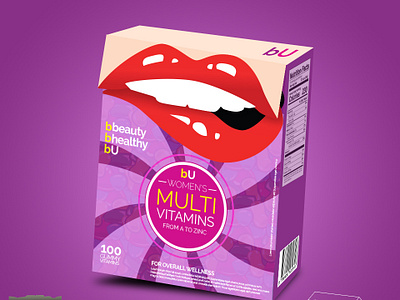 Women's multivitamin box design packing vitamin vitamins woman women