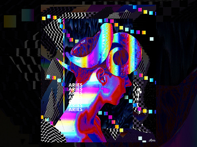 Aries Poster abstract abstract art aries artwork astrology chromatic colorful cyberpunk daily everyday art everydays gradient horoscope horoscopes illustration iridescent klarens poster poster art vaporwave