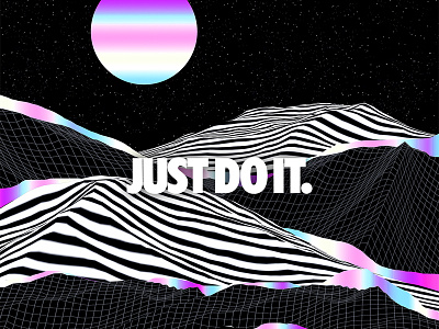 Just Do It Poster 90s abstract abstract art adidas artwork branding colorful cyberpunk do it gradient iridescent just do it klarens nike poster poster art poster challenge stripes vaporwave wallpaper