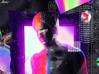 Modernity Poster Collab abstract abstract art artwork colorful everydays gradient iridescent klarens luvre modern modernity poster poster art romac statue typography ui ui ux ux vaporwave