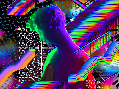 Modernity Poster series 80s 90s abstract abstract art artwork chromatic colorful cyberpunk everyday art everydays gradient iridescent klarens modern modernity poster poster art retro statue vaporwave