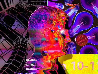 Fizika Daily Poster 3d 3d art abstract abstract art artwork book colorful cyberpunk everyday art gradient greek iridescent klarens poster poster art romac scan shapes statue vaporwave