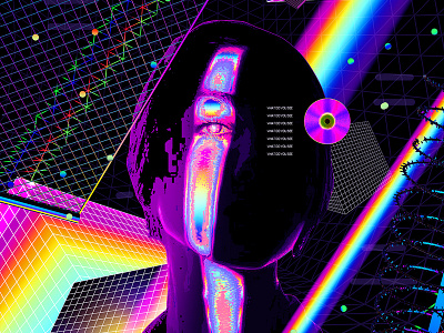 One Eye Retro Poster abstract abstract art artwork chromatic colorful cyberpunk everyday art everydays future futuristic gradient iridescent klarens one eye poster poster art retro retro future retro vibe vaporwave