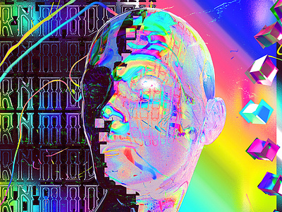 Human Chrome 3d abstract abstract art artwork bevel chromatic colorful cyberpunk daily design everyday art everydays gradient human iridescent klarens poster poster art retro vaporwave