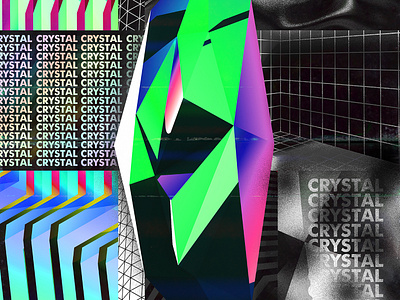 Crystal Poster abstract abstract art artwork chromatic chrome colorful crystal cyberpunk everyday art gradient green grunge grunge texture iridescent klarens poster poster art retro vaporwave wraped paper