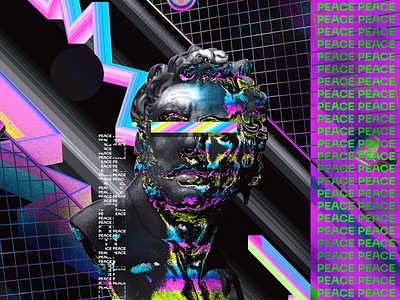 Neue Machina Poster abstract abstract art artwork chromatic colorful cyberpunk design everyday art everydays gradient iridescent klarens neuemachina poster poster art retro statue type art typeface vaporwave