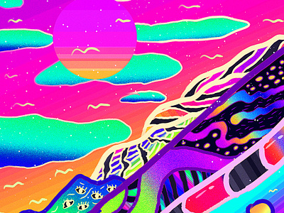 Trippy illustration abstract clouds colorful gradient grain grainy illustration klarens lo fi lofi playful retro spiritual spiritualism trip trippy vapor vaporwave vivid wave